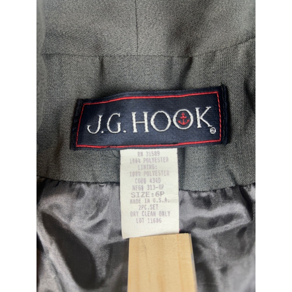 JG Hook Vintage Womens Double Breasted Blazer Charcoal Gray Size 6P Made‎ in USA - Picture 3 of 3
